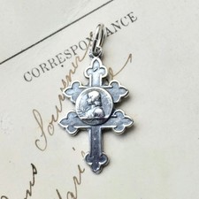 St Joan of Arc Lorraine Cross - Sterling Silver Antique Replica picture