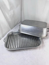 Vtg Wear-Ever 3 pc Roasting Pan Cast Aluminum #1225/2223 Rack Lid 17x11