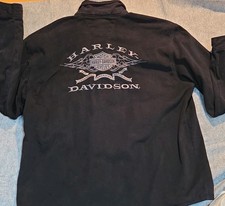 Vintage Harley Davidson Black Heavy Canvas Work Shirt Jacket  96120-04VM  XXL  picture