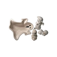 Lot of 4 Vintage Ghosts Halloween Ceramic Cute Fun Funny Ghost Lot picture