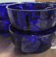 FOSTORIA Cobalt Ice Dishes Lot Of 8- Regal Blue - Vintage Elegant Glass - RARE picture