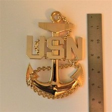 Navy Chief Petty Officer Anchor 6in metal gold/silver picture
