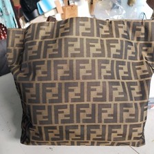 F1 Authentic Vintage Fendi Zucca Canvas Tote Bag with Leather Handles picture