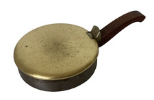 Vintage Brass & Wood Handled Crumb Catcher Hinged Lid Colonial Park Sherman USA picture
