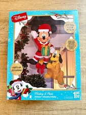 Disney Mickey Mouse & Pluto Airblown Inflatable Christmas Decor 5ft Lights Up picture