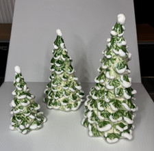 Vintage Walter Brockmann Ceramic Christmas Trees Set of 3 W-B Studios Signed picture