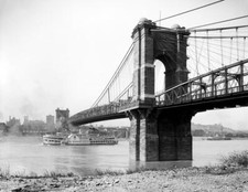 1907 Suspension Bridge, Cincinnati, Ohio Old Photo 8.5