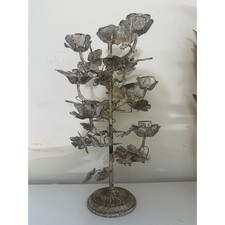 Anthropologie candleholder tole candelabra metal distressed 6 arm floral branch picture