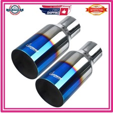 2PCS 2.5in Inlet 4in Outlet Blue Burnt Stainless Steel Exhaust Tip Weld On picture