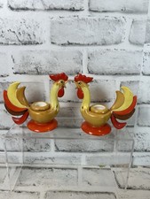 Vintage HOLT HOWARD Ceramic Rooster Candleholders, 1960, Japan, Repaired picture