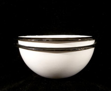 Huta Silesia Poland Set of 2 White Enameled Bowls with Black Rims picture
