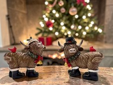 Hobby Lobby Highland Cow Figurine Holiday Farmhouse Decor Resin-Height-5 Inches picture