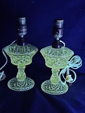 1 ANTIQUE EAPG Gillinder & Sons WESTMORELAND Oil Lamp Glows Green Like Uranium  picture