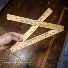 Vintage heaton's hardware Roanoke Rapids NC  Folding Wooden Yard Stick Ruler picture