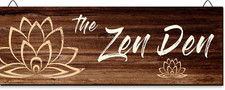 The Zen Den Wooden Wall Sign, 13.7 x 4.7 Inches Hippie Room Decoration with Hook picture