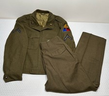 Vtg 40's WWII 2 PC US 3rd Armored Division Ike Jacket 38R Wool Uniform Pant Set picture