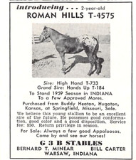 Bernard T Minear Roman Hills Stud Services Warsaw Indiana Vtg Magazine Print Ad picture