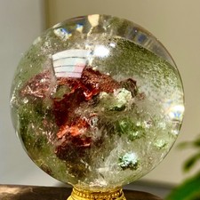 91G Natural Green Ghost Crystal Quartz Ball Crystal Sphere Mineral Specimen-- picture