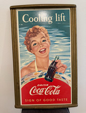 Coca-Cola 1958 Cooling Lift Sign of Good Taste Poster w/ Frame (unique size) picture