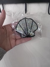 Shell Rhinestone Keychain Black Silver picture