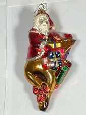 Kathe Wohlfahrt Blown Glass Christmas käthe German Ornament Santa Claus Reindeer picture