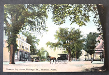 C. 1905-1910 Sharon Sq From Billings St Sharon MA Antique Postcard picture
