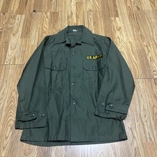RARE Sateen 1964 Vietnam War Era Shirt Adjustable Wrist Button Up Sz S picture