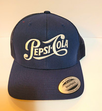 Pepsi Navy & White Mesh Trucker Snapback Hat Cap, Soda-Themed Pepsi-Cola picture