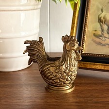 Antiqued Brass Rooster Matchstick or Toothpick Holder picture