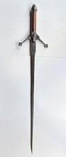 Baphomet Demon Battle Sword Double Handed Wood Handle Silver 40 inch Hand Forged picture