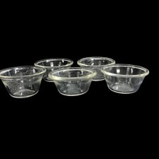 Set Of 5 Vtg Glasbake Clear Etched Glass Custard Ramekin Cup #286 Poppy 3.5