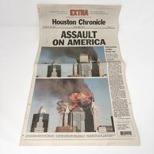 HOUSTON CHRONICLE  SEPTEMBER 11 2001 8 PAGE EXTRA SPECIAL 9/11 VINTAGE NEWSPAPER picture