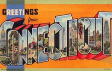 1949 Connecticut CT Greetings From Large Letter 0B-H702 Linen Postcard picture