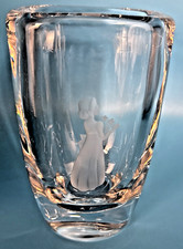 Orrefors Crystal Vase Etched Girl numbered Sven Palmquist Rare VTG 5.5