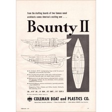 1957 Coleman Boat Company Bounty II Sailing Sloops Original Vintage Print Ad picture