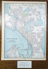 Vintage 1902 SEATTLE WASHINGTON Map 11