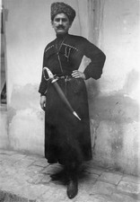 Georgian nobleman in traditional dress and fur cap 1910 OLD PHOTO picture