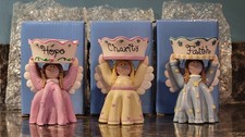 VTG 2003 Avon Angel Tealight Candle Holder Figure Set ( Hope - Faith - Charity ) picture