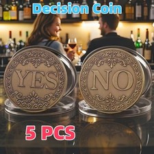 5 PCS Yes/No Flip Challenge Coin, Decision Coin ,Novelty Gift picture
