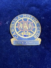 Antique Early AAA Carolina Motor Club Enameled License Plate Topper - Very Rare picture