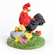Vintage Artmark Rooster & Chicks Birdbath Figurine Farmhouse Decor 4.75” picture