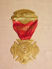 VINTAGE SCHENECTADY 1937 HUDSON VALLEY VOLUNTEER FIREMEN'S ASSN DELEGATE MEDAL picture