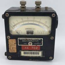 Vintage Weston Instruments Portable AC Ammeter Bakelite Case Phase C AE 702 picture