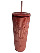Starbucks 2023 Fall Pink Shimmer Shell Mermaid Scales Cold Cup Tumbler 24 oz New picture