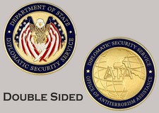 DSS ATA Eagle Globe Blue Enamel Diplomatic Security Challenge Coin  J#15 picture