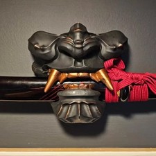 Oni Katana Mask Wall Holder Wall Mounted Rack Japanese Black Samuraisword Displa picture
