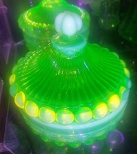 Vintage Opalescent  Mosser Eye Winker Uranium Candy Dish picture