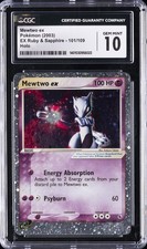 2003 POKEMON: EX SERIES [RS] EX RUBY & SAPPHIRE: HOLO MEWTWO EX CGC 10 GEM MINT picture
