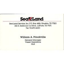William A Prindiville Sea-Land Service Inc Houston Vintage Business Card SC9-B4 picture
