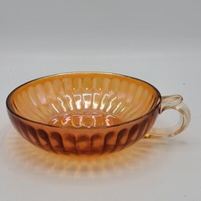 Imperial Carnival Glass Pillar Fluted Iridescent Marigold Bowl With Handle 5.5” picture